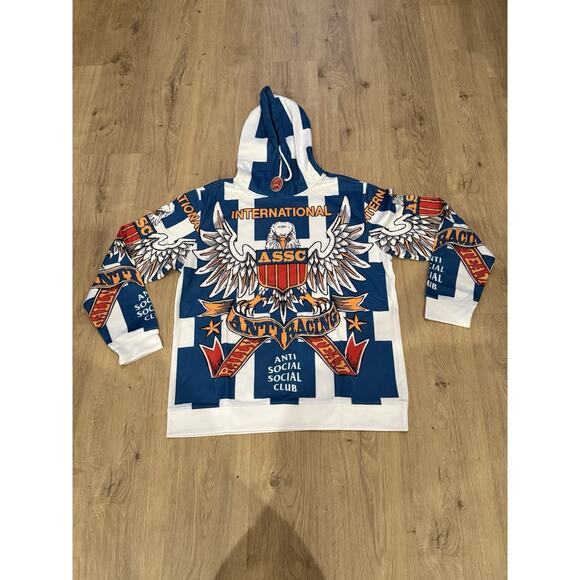 New With Tags Anti Social Social Club Overanxious Pullover Hoodie XLWhite/Blue - Picture 1 of 9